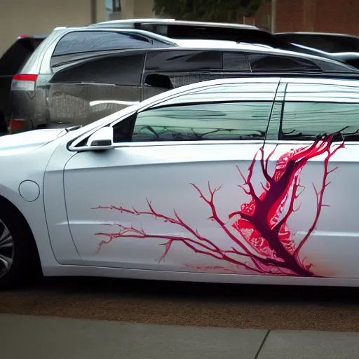 Prompt: neuron edges graphic style painted on a car