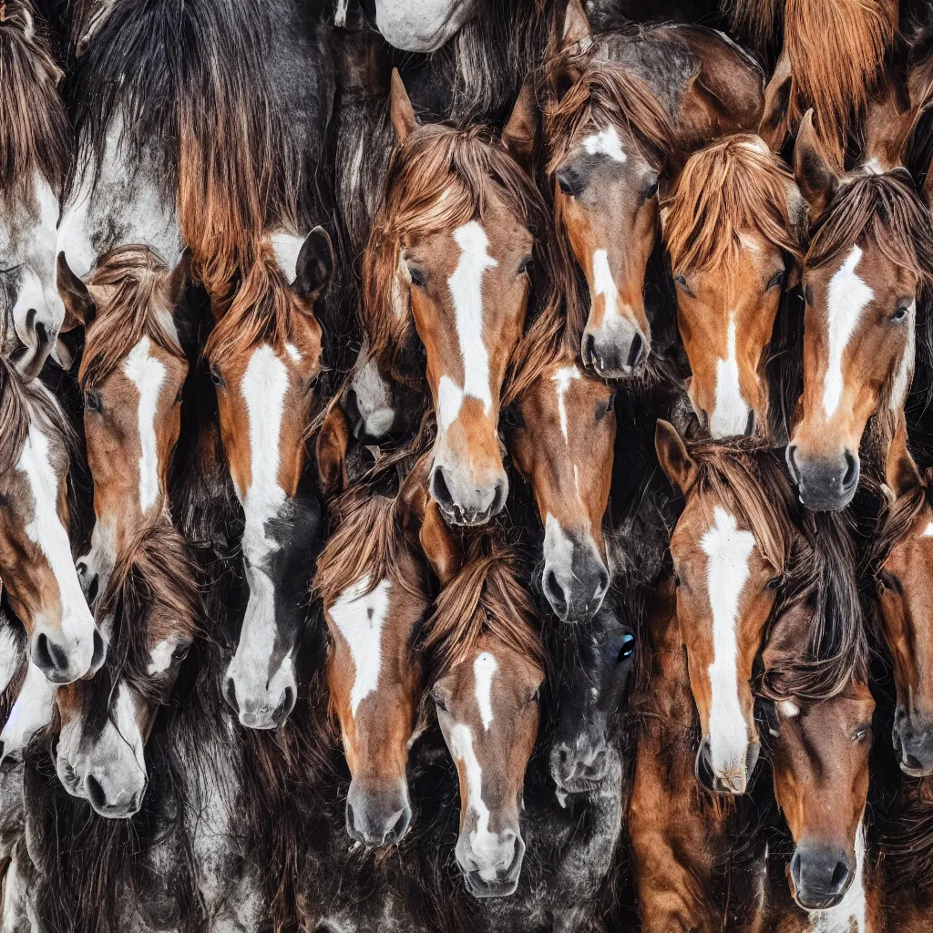 Prompt: a close up of a wall made of multiple horses, a photo by fred a. precht, shutterstock contest winner, dye - transfer, ultrafine detail, uhd image