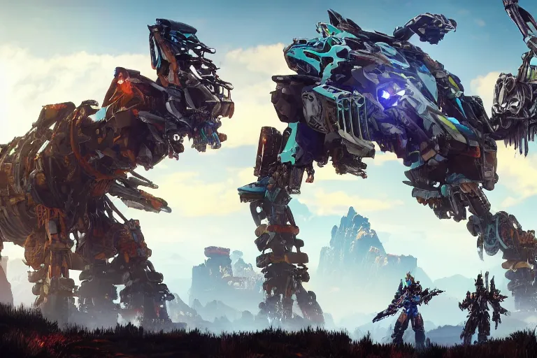 Image similar to sawtooth machine mecha animal beast robot of horizon forbidden west horizon zero dawn bioluminiscence global illumination ray tracing hdr fanart arstation by sung choi and eric pfeiffer and gabriel garza and casper konefal