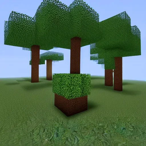 Prompt: real life minecraft Steve punching trees