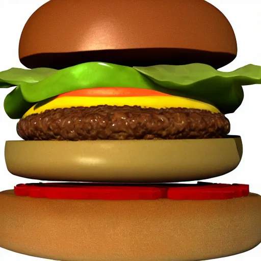 Image similar to blender render of cheeseburger with 3 0 patties