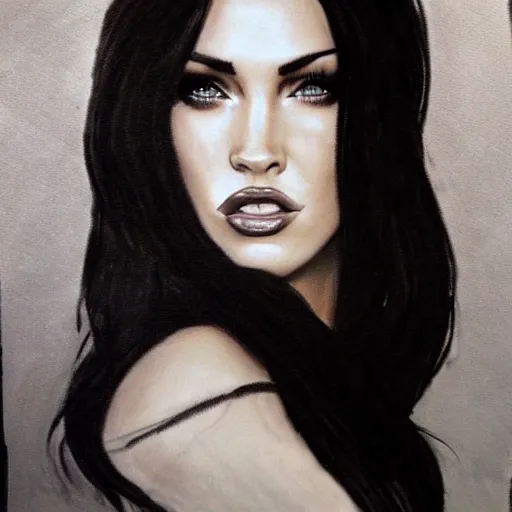 Prompt: charcoal painting of megan fox | horror