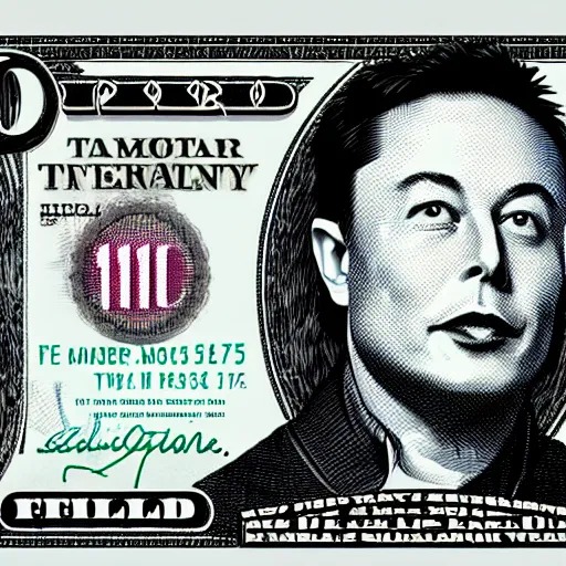 Image similar to Elon musk on the Mars Dollar bill