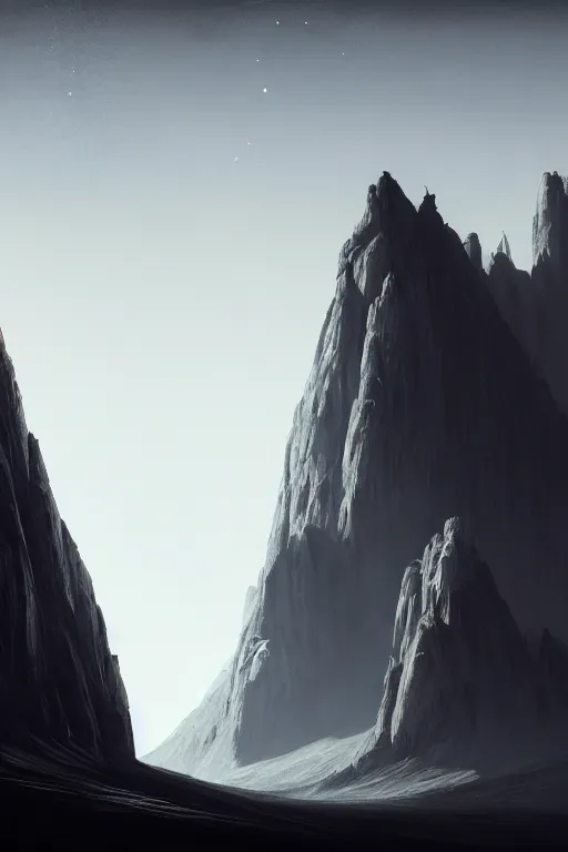 Image similar to extremely sharp black monolith standing on surface of the moon, mountains in distance, cinematography by stanley kubrick, extremely detailed digital painting, in the style of fenghua zhong and ruan jia and jeremy lipking and peter mohrbacher, mystical colors, rim light, beautiful lighting, 8 k, stunning scene, raytracing, octane, trending on artstation