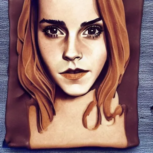 Prompt: emma watson draw with chocolate and icing.