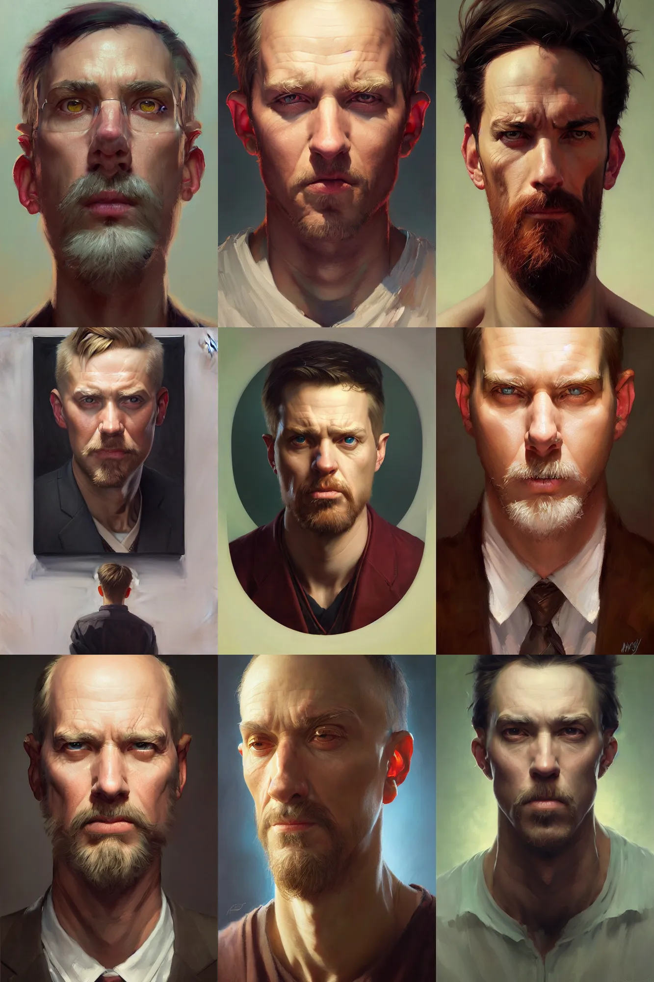 Prompt: a portrait of a sincere - looking man, oil on canvas, masterpiece, hi - fructose, mandy jurgens, artgerm, norman rockwell, craig mullins, noah bradley, tranding on pxiv, highly detailed face, clear eyes
