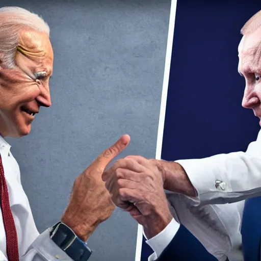 Image similar to biden and putin fighting in fortnight, close up, high quality photograph