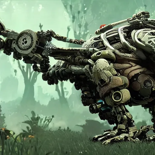 Image similar to cybernetic robot frog from the game Horizon Zero Dawn