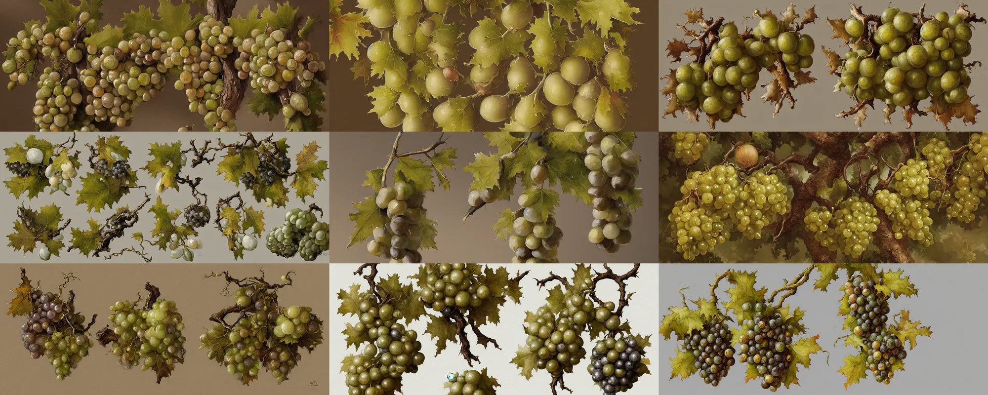 Prompt: white wine grapes and and quercus robur english oak acorns coat - of - arms, highly detailed, digital painting, trending on artstation, concept art, sharp focus, illustration, art by artgerm and greg rutkowski and magali villeneuve