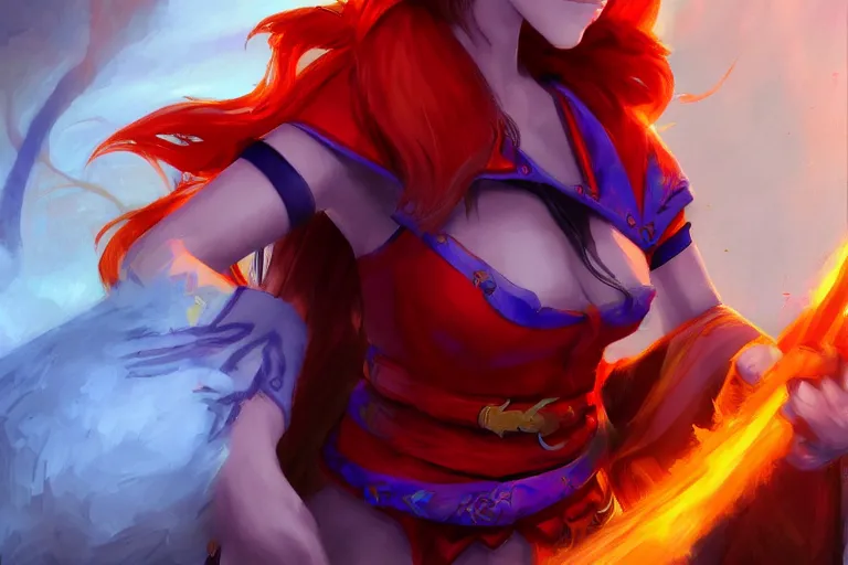 Image similar to Lina, Dota 2, trending on art station, fantasy,