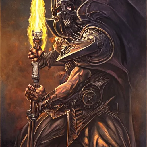 Prompt: dark metal fantasy art of an evil wizard shooting poison magic from his hands in the style of frank frazetta, 8 k, fantasy retro art, realistic characters, d & d