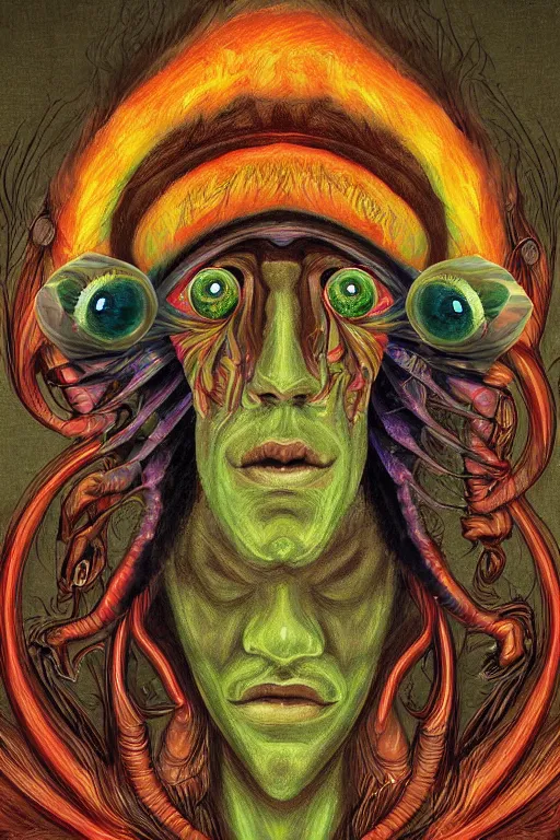 Image similar to portrait of man with seven eyes | digital painting | highly detailed | fantasy