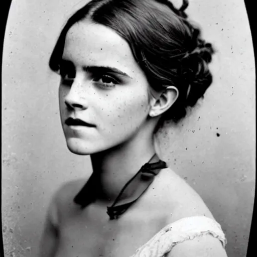 Prompt: A photo of Emma Watson. 1860s photograph