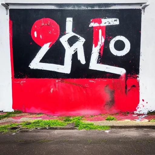 Prompt: red calligraffiti type on a black wall