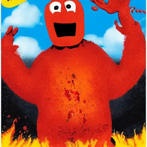 Prompt: kool - aid man horror movie poster