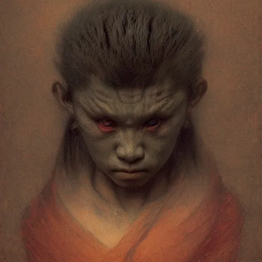 Image similar to by waterhouse, by beksinski, high quality, picture portrait of a 1 8 th century yokai, haunting, photorealism, hyper - realism, octane render, highly detailed, 8 k,