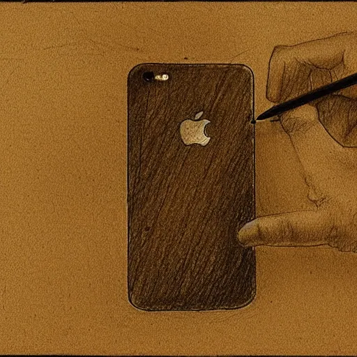 Prompt: a pencil sketch of an iphone by leonardo davinci, sketch