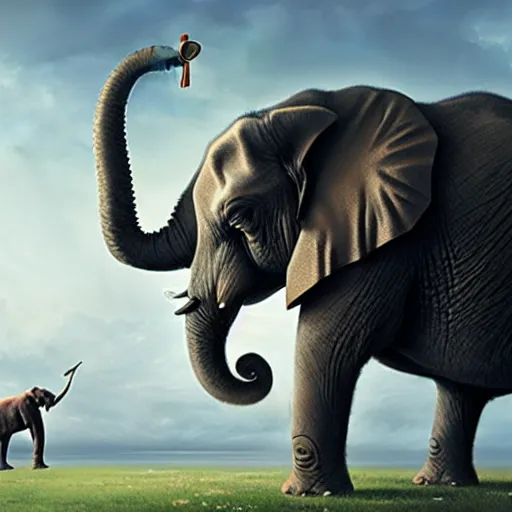 Prompt: an elephant is wearing a tutu next to a ballet dancer, greg rutkowski