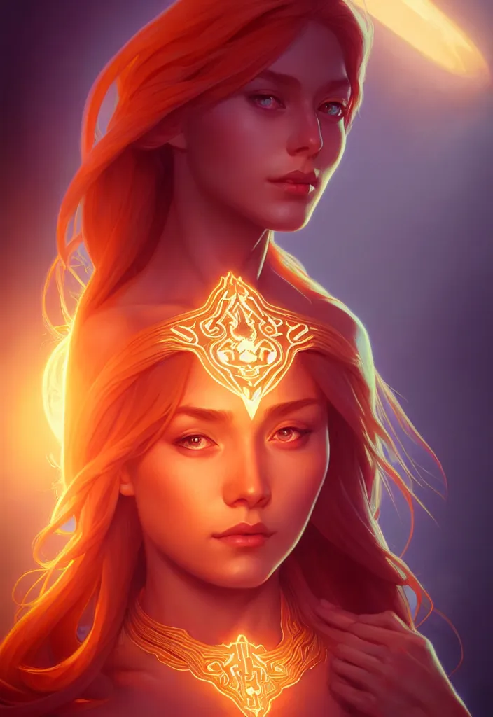 Prompt: symmetry portrait of lina, dota 2, global illumination. intricate, elegant, highly detailed, digital painting, artstation, concept art, smooth, sharp focus, illustration, art by artgerm and greg rutkowski and alphonse mucha