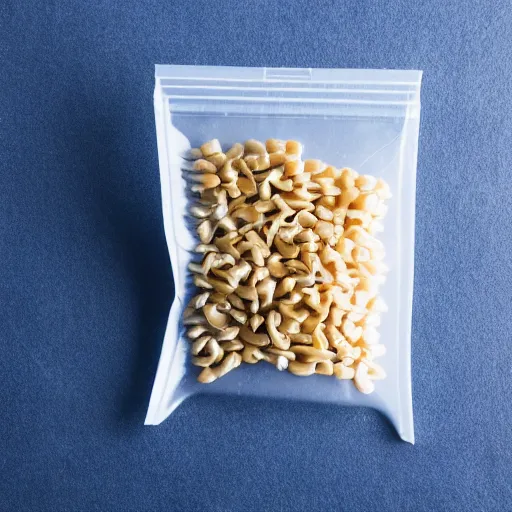 Image similar to a ziplock bag filled with individual teeth / tooths