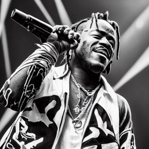 Prompt: lil uzi vert, performing at live aid, photorealistic, black and white, hyper detailed —height 1024 —width 1024