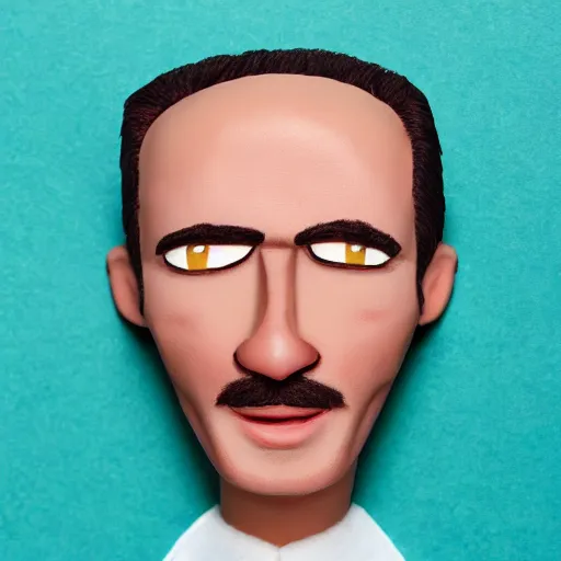 Image similar to man huge forehead tiny face claymation