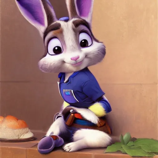 Prompt: A portrait of Judy Hopps by William-Adolph Bouguereau, Zootopia Judy Hopps