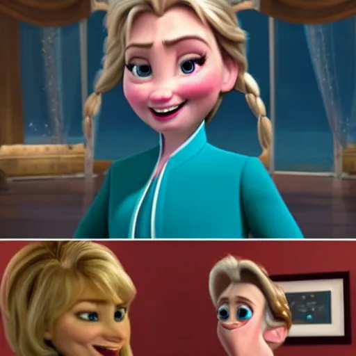 Image similar to hillary clinton as a character in frozen, disney,