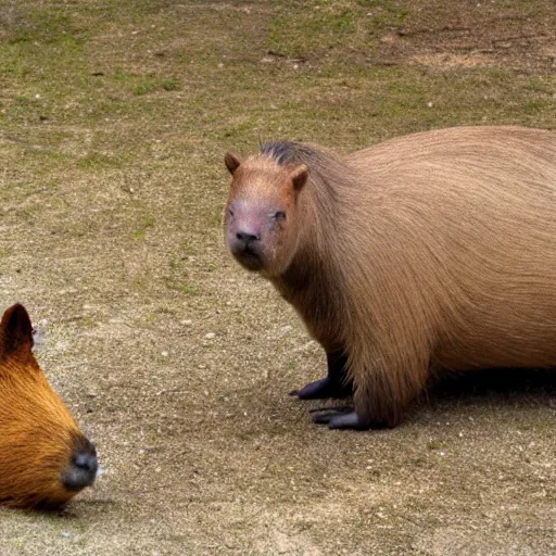 Prompt: human with head of capybara