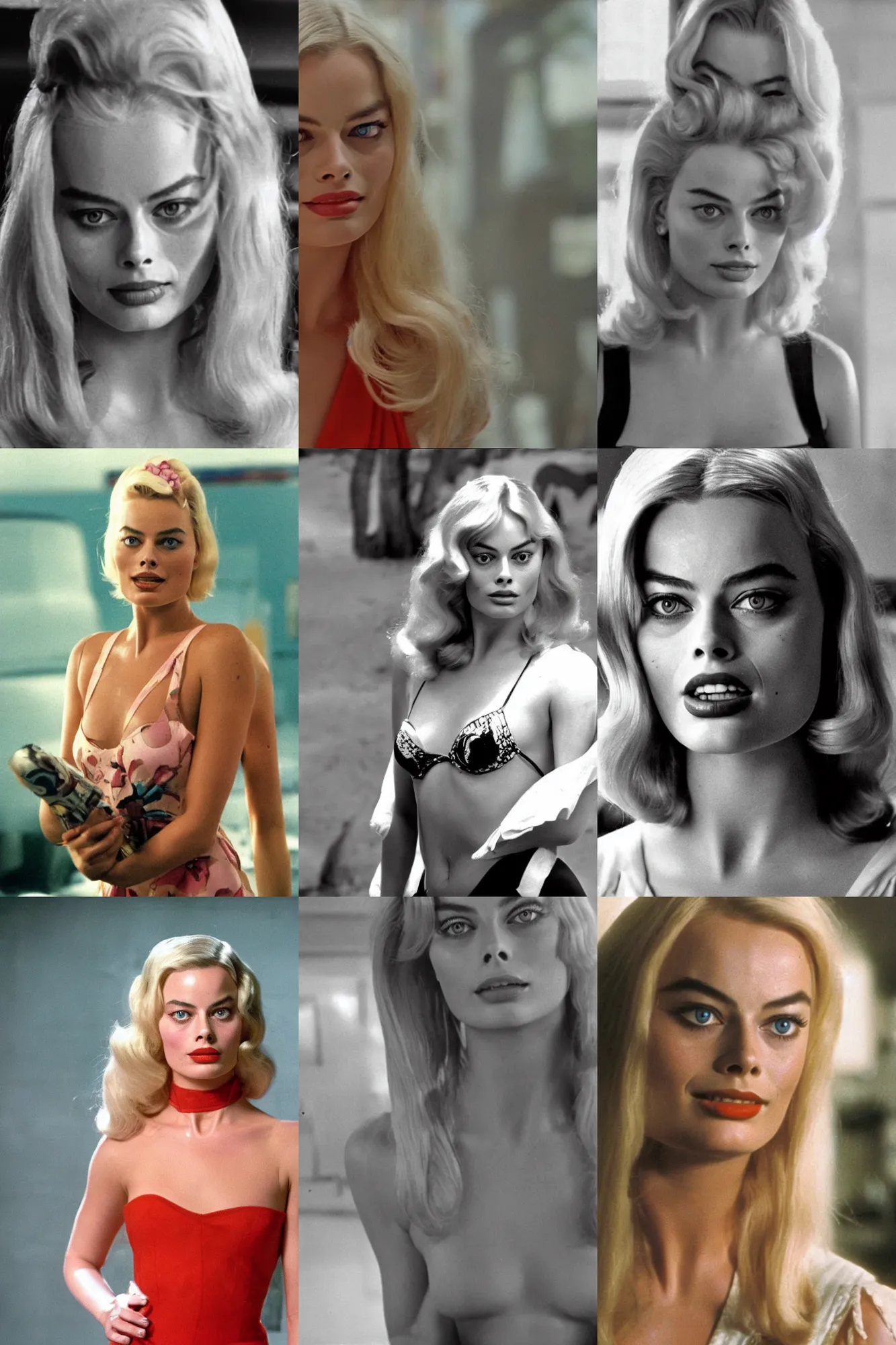 Prompt: Margot Robbie in Unholy Rollers 1972