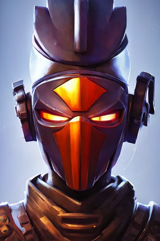 Image similar to epic mask helmet robot ninja portrait stylized as fornite style game design fanart by concept artist gervasio canda, behance hd by jesper ejsing, by rhads, makoto shinkai and lois van baarle, ilya kuvshinov, rossdraws global illumination radiating a glowing aura global illumination ray tracing hdr render in unreal engine 5