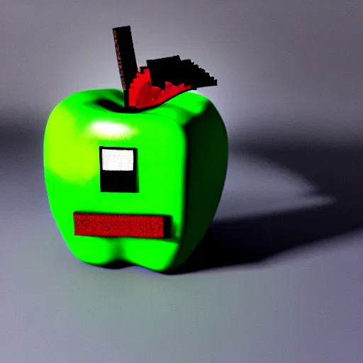 Prompt: real - life professional photo of a minecraft enchanted apple, highly detailed, extremely high quality, hd, 4 k, 8 k, professional photographer, 4 0 mp, lifelike, top - rated, award winning, realistic, detailed lighting, detailed shadows, sharp, no blur, edited, corrected, trending