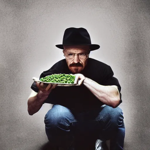 Prompt: walter white eating black beans, photography,