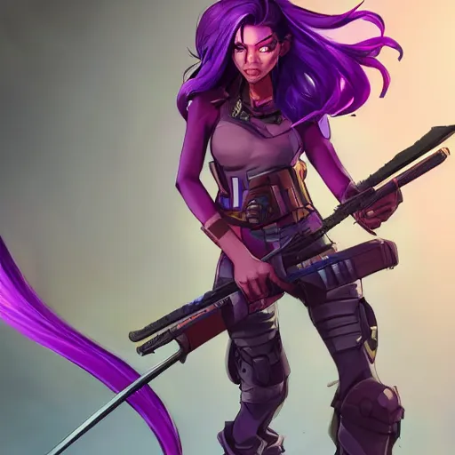 Prompt: beautiful female purple hair katana fantasy art apex fortnite Video game icon, 2d game art gta5 cover , official fanart behance hd artstation by Jesper Ejsing, by RHADS, Makoto Shinkai and Lois van baarle, ilya kuvshinov, rossdraws