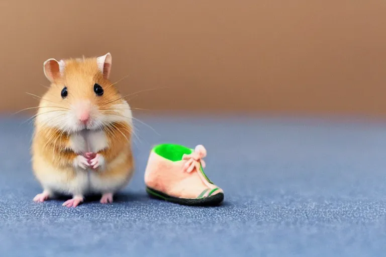 Image similar to a cute baby hamster in a shoe