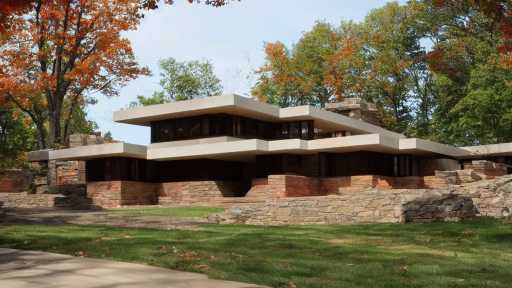 Prompt: frank Lloyd Wright new house, blueprint