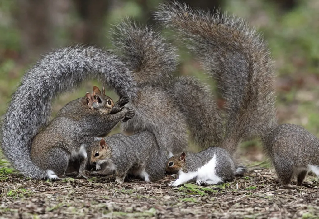 Image similar to squirrels cats and badgers battle in the streets