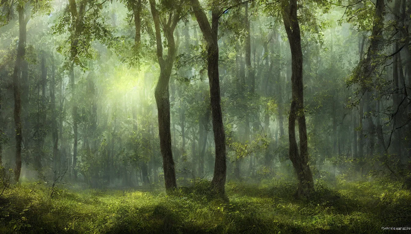 Image similar to a clearing in a forest, digital art, highly detailed, realistic, bright colors, 8 k, trending on artstation, studio lighting