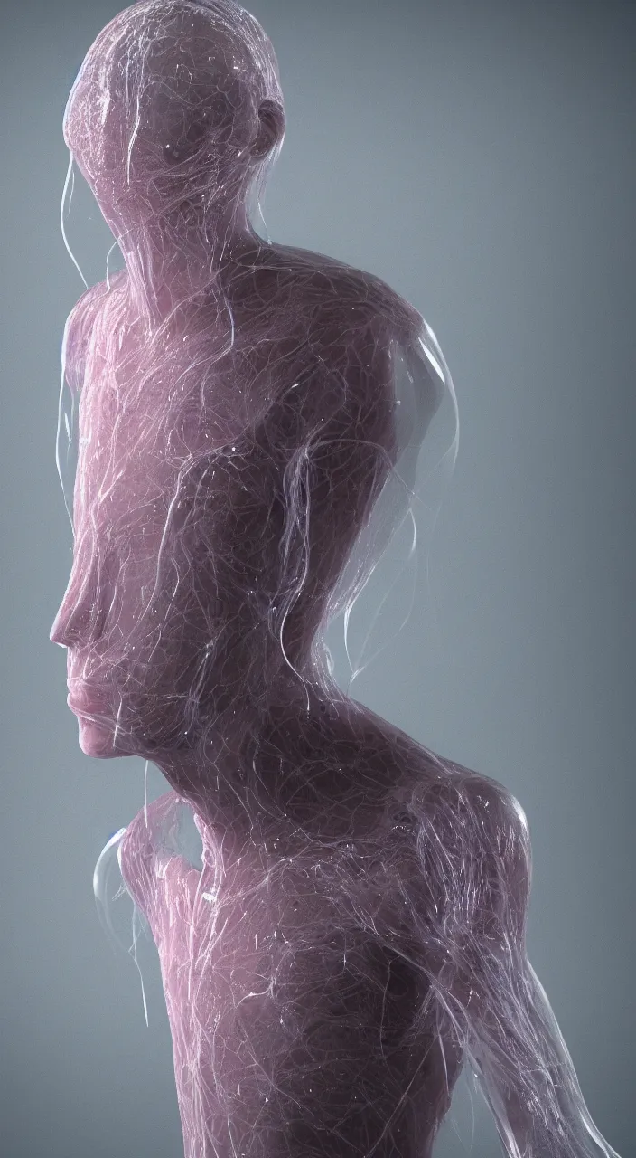 Prompt: a human jellyfish hybrid, octane render, 4 k, 3 d, ultra realistic