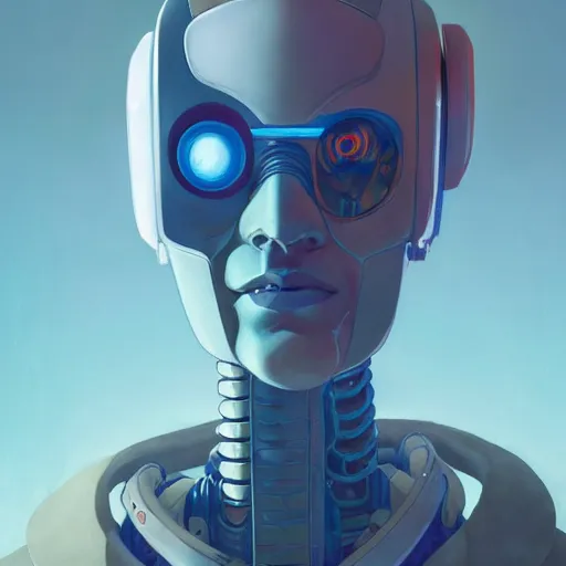 Image similar to 2 0 7 7 robot bender portrait by charles vess and james jean and erik jones and rhads, inspired by ghost in the shell, beautiful fine face features, intricate high details, sharp, ultradetailed, 3 d octane render