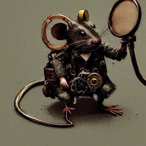 Image similar to a rat with steampunk googles, by JAKUB ROZALSKI