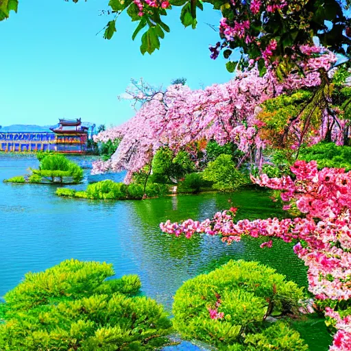 Prompt: summer palace in spring