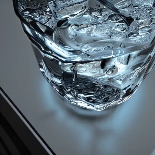 Prompt: A glass of water on a table 50 percent full of water, 4k, unreal engine