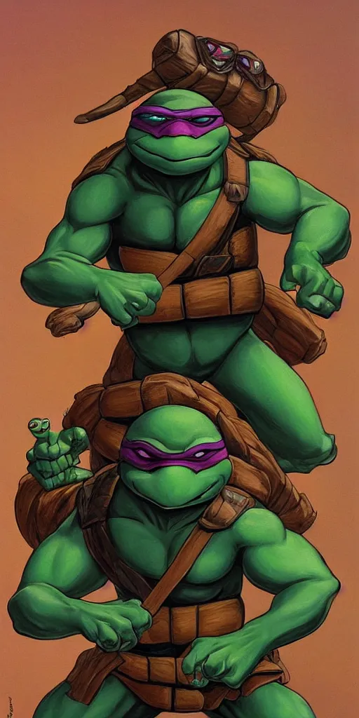 Image similar to Teenage mutant ninja turtle character by brom