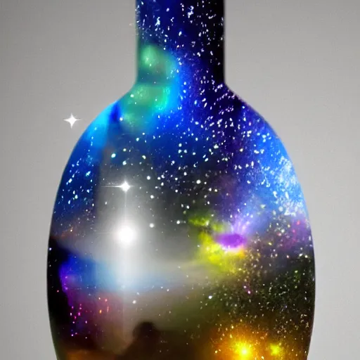 Prompt: galaxy inside a bottle