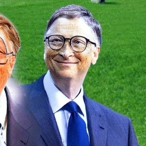 Prompt: pasta on bill gates, lawnmover