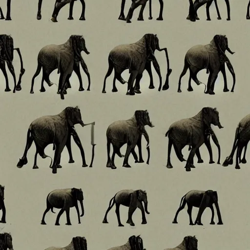 Prompt: horses turning in the elephants escher