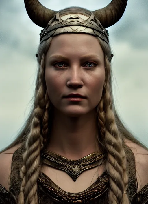 Prompt: hyperrealistic mixed media portrait of a beautiful viking woman, stunning 3d render inspired art by Michael Parkes and Boris Vallejo + perfect facial symmetry + dim volumetric lighting, 8k octane beautifully detailed render, post-processing, extremely hyperdetailed, intricate, epic composition, grim yet sparkling atmosphere, cinematic lighting + masterpiece, trending on artstation
