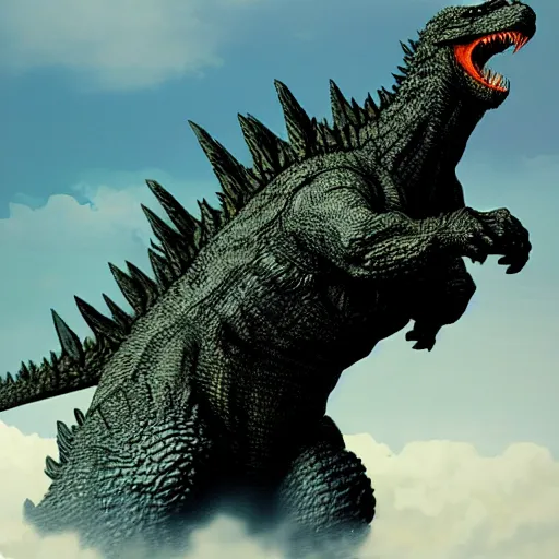 Image similar to godzilla by hideaki anno, hyperrealistic, artstation