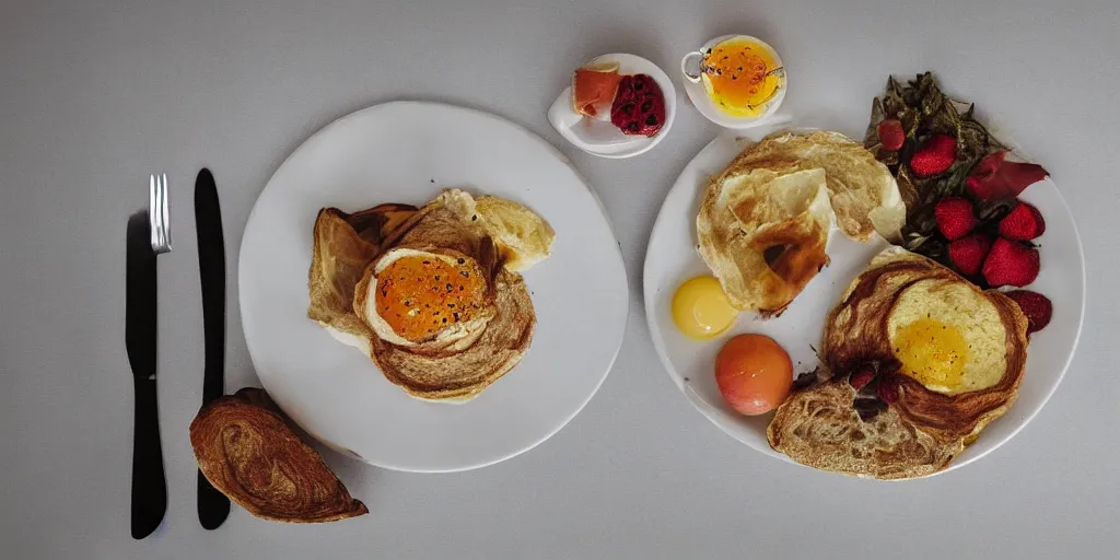 Image similar to Wolfgan Tillmans photograph of a breakfast table, still, photography, fine art photography